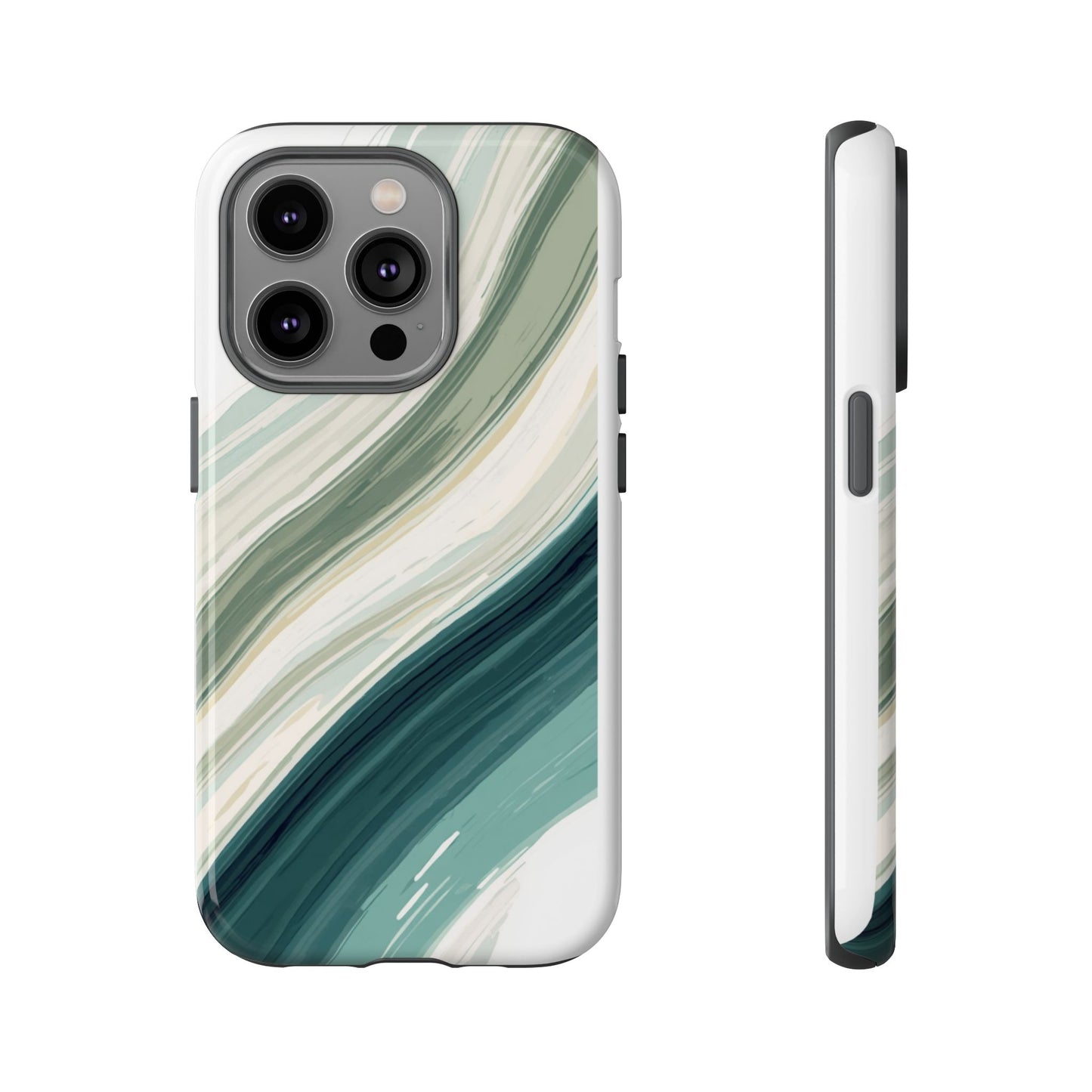 Sea Glass Drift Phone Case – Coastal Abstract Ocean Waves iPhone Case | Sage Green Minimalist Protective Cover