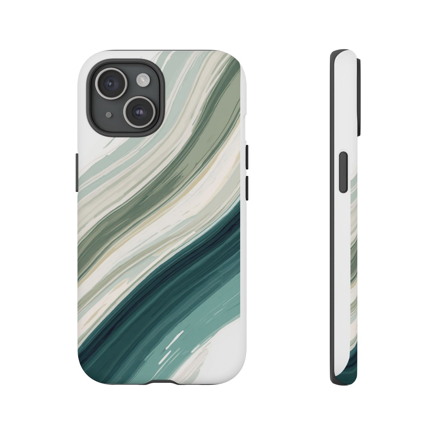 Sea Glass Drift Phone Case – Coastal Abstract Ocean Waves iPhone Case | Sage Green Minimalist Protective Cover
