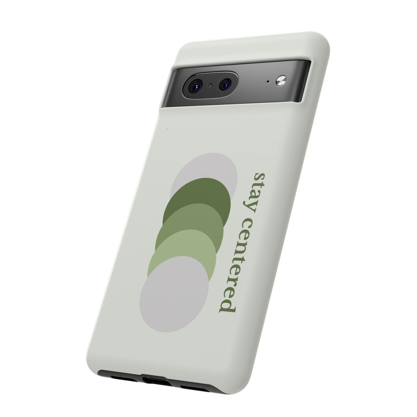 Stay Centered Minimalist Phone Case – Sage Green Wellness Aesthetic iPhone Case | Modern Neutral Protective Cover