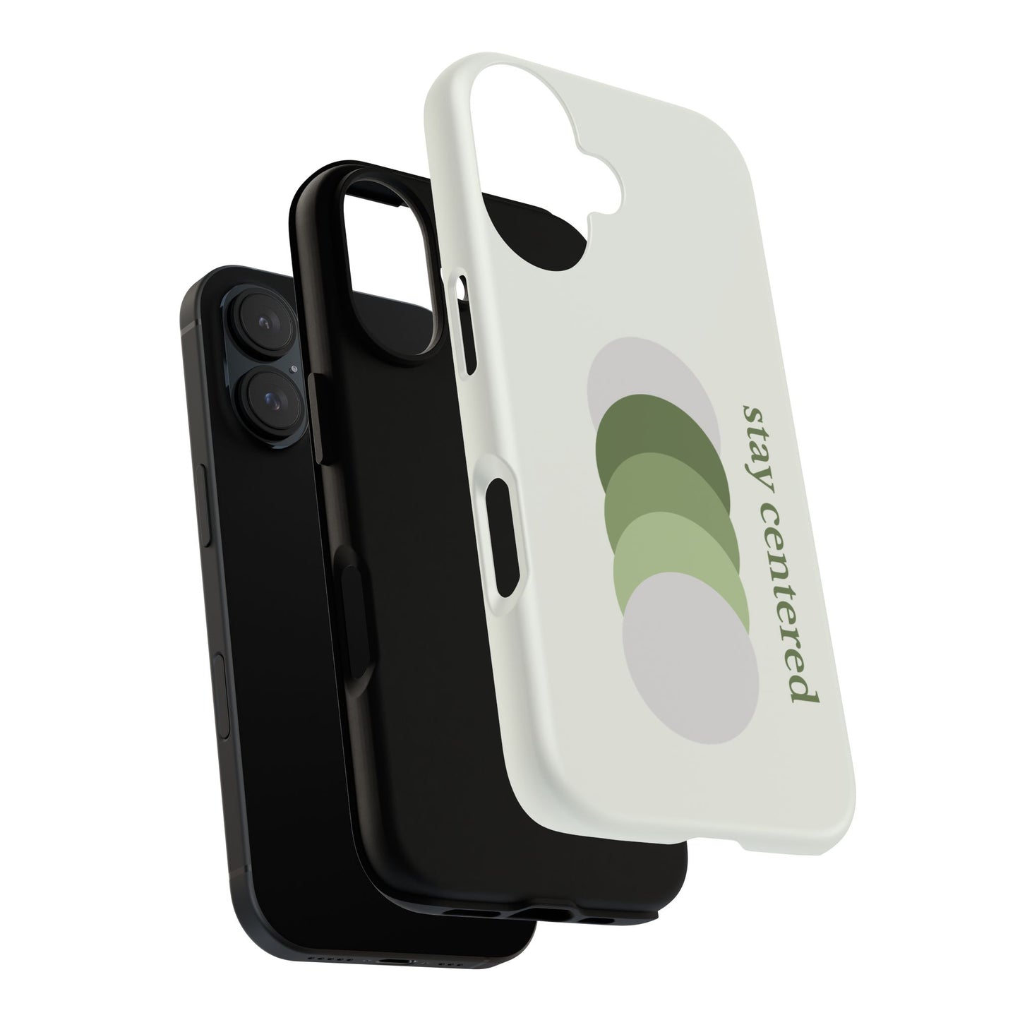Stay Centered Minimalist Phone Case – Sage Green Wellness Aesthetic iPhone Case | Modern Neutral Protective Cover