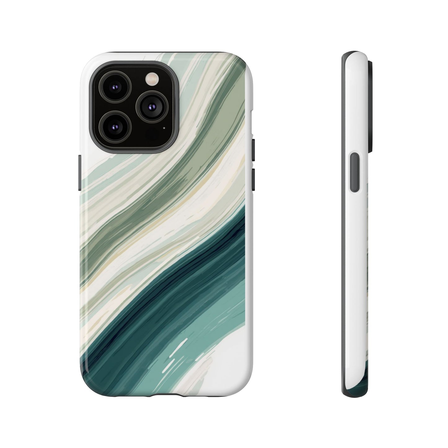 Sea Glass Drift Phone Case – Coastal Abstract Ocean Waves iPhone Case | Sage Green Minimalist Protective Cover
