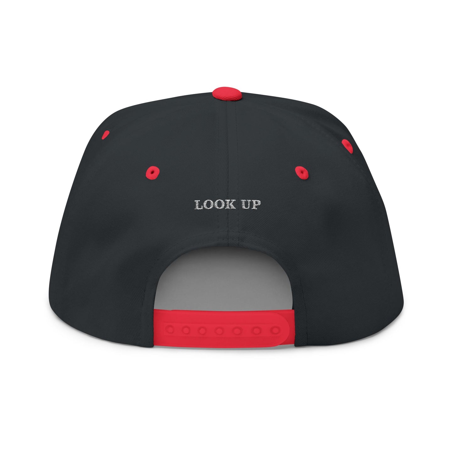 Christian Fish Embroidered Flat Bill Cap — "Look Up" Snapback