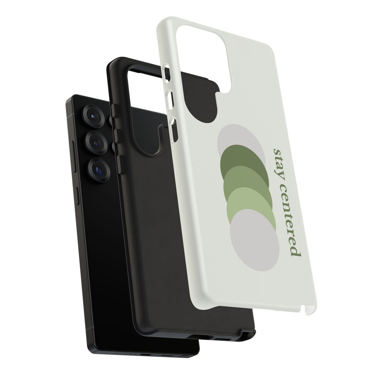 Stay Centered Minimalist Phone Case – Sage Green Wellness Aesthetic iPhone Case | Modern Neutral Protective Cover