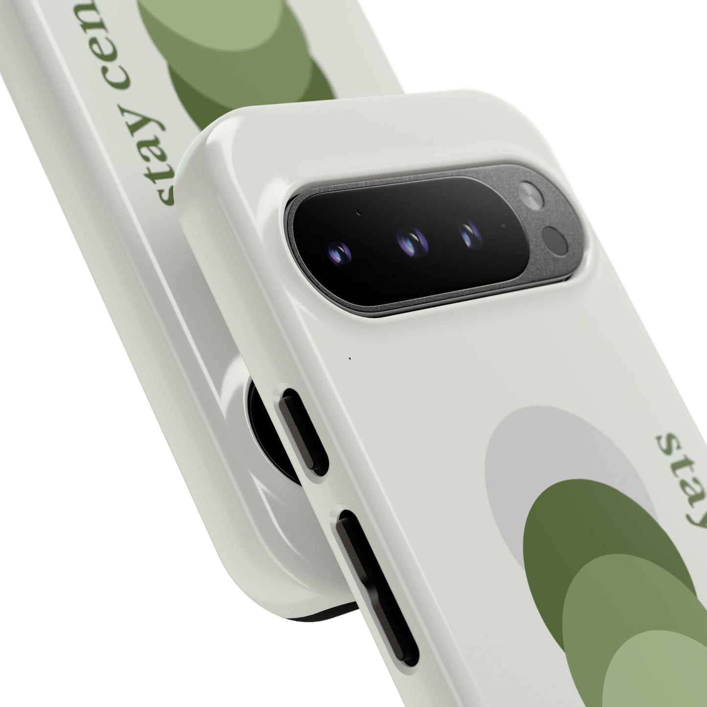 Stay Centered Minimalist Phone Case – Sage Green Wellness Aesthetic iPhone Case | Modern Neutral Protective Cover