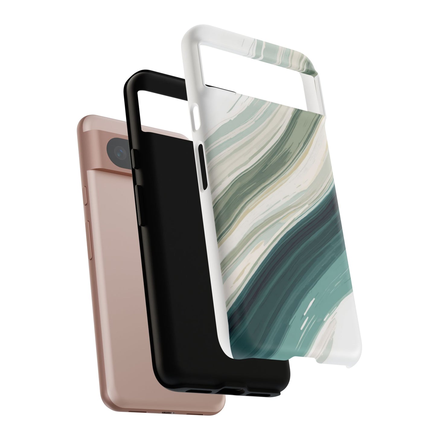 Sea Glass Drift Phone Case – Coastal Abstract Ocean Waves iPhone Case | Sage Green Minimalist Protective Cover