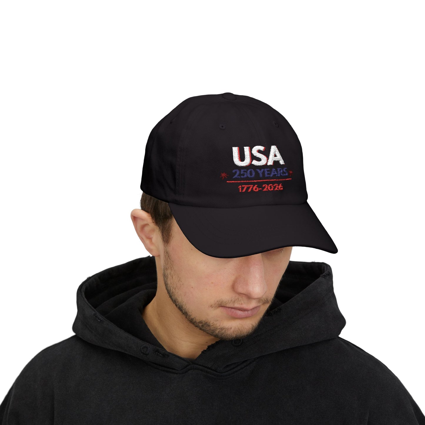 USA 250 Years Embroidered Classic Dad Cap | 1776–2026 Patriotic Anniversary Hat