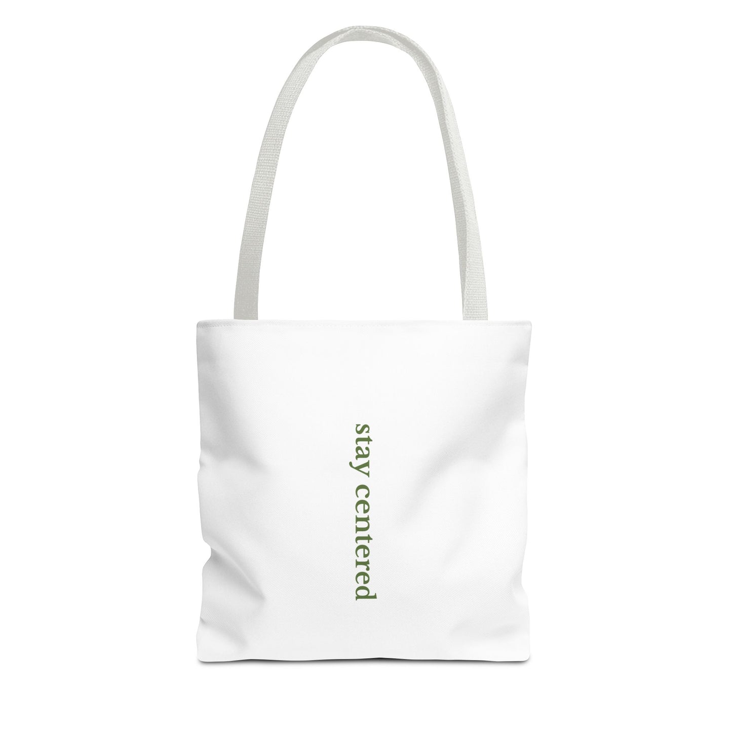 Stay Centered Minimalist Tote Bag – Neutral Wellness Aesthetic Canvas Tote | Sage Green Modern Everyday Carryall