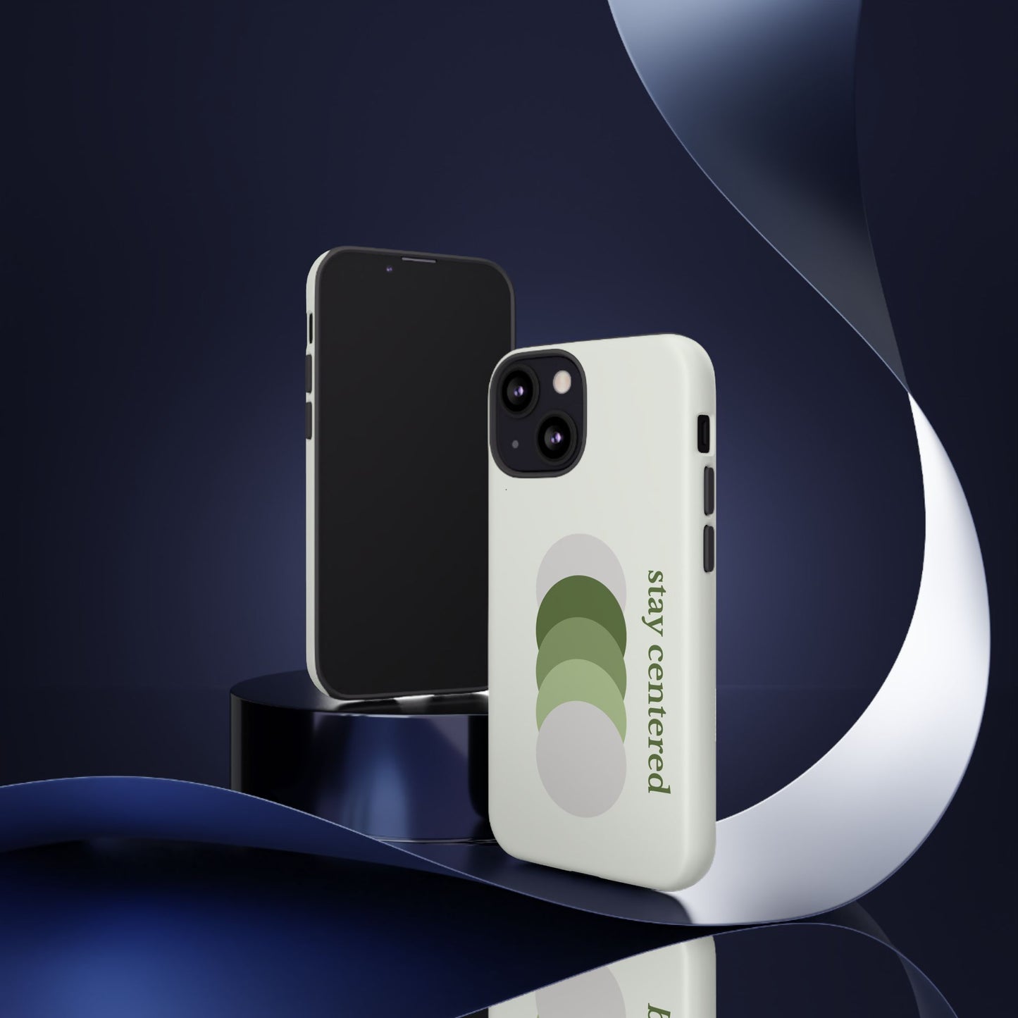 Stay Centered Minimalist Phone Case – Sage Green Wellness Aesthetic iPhone Case | Modern Neutral Protective Cover