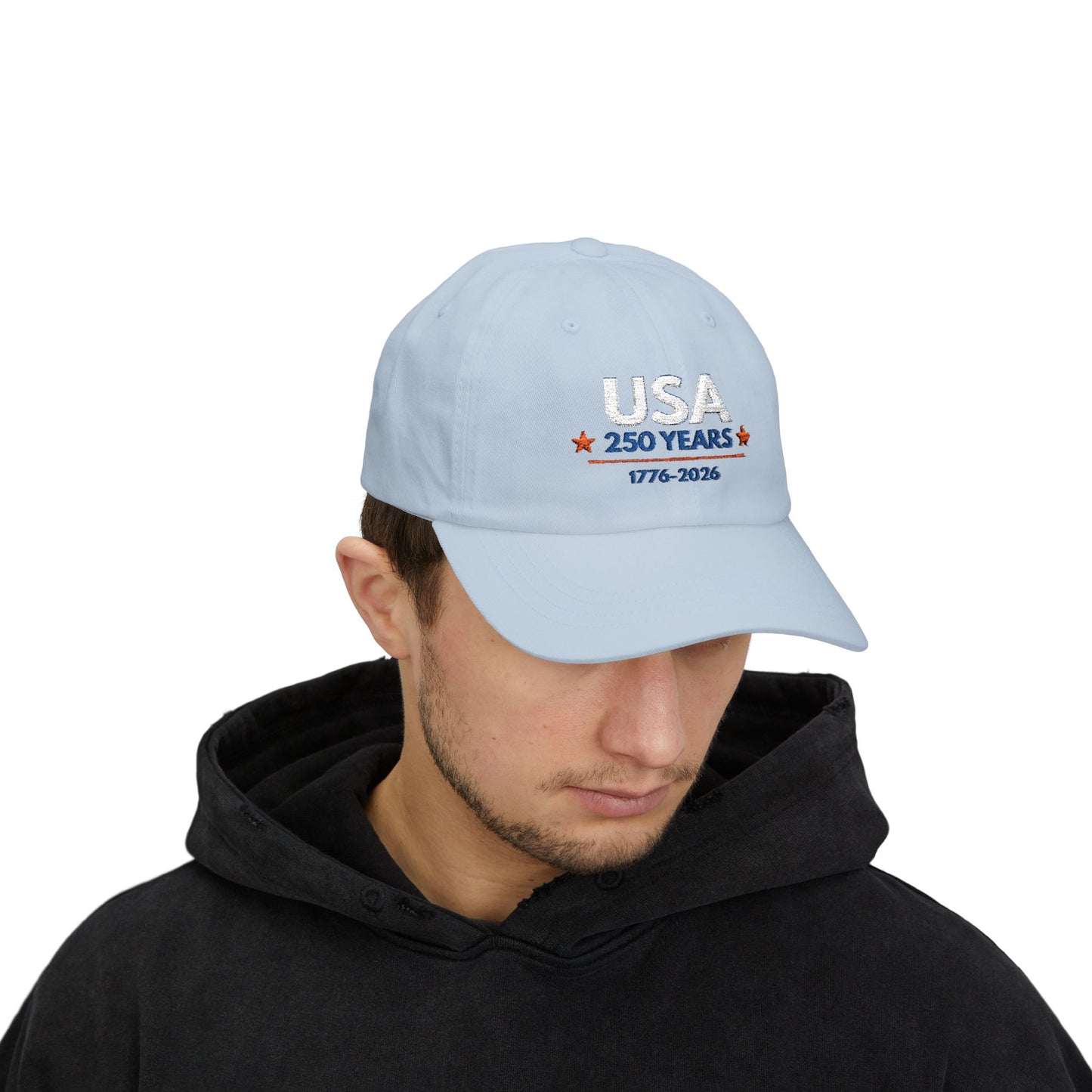 USA 250 Years Embroidered Classic Dad Cap | 1776–2026 Patriotic Anniversary Hat