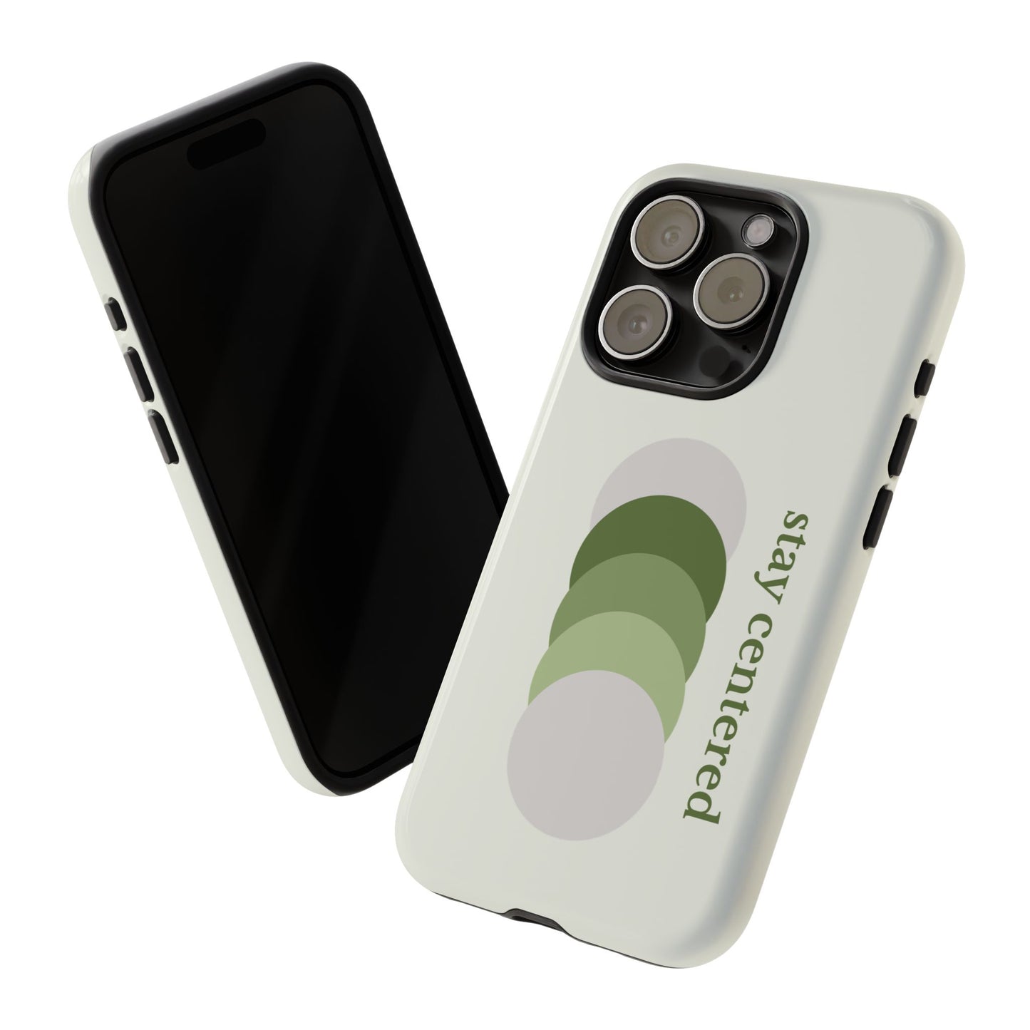 Stay Centered Minimalist Phone Case – Sage Green Wellness Aesthetic iPhone Case | Modern Neutral Protective Cover