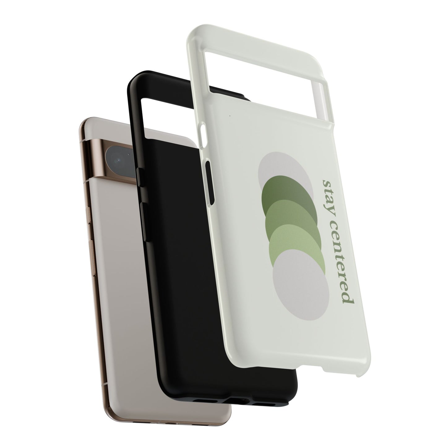 Stay Centered Minimalist Phone Case – Sage Green Wellness Aesthetic iPhone Case | Modern Neutral Protective Cover