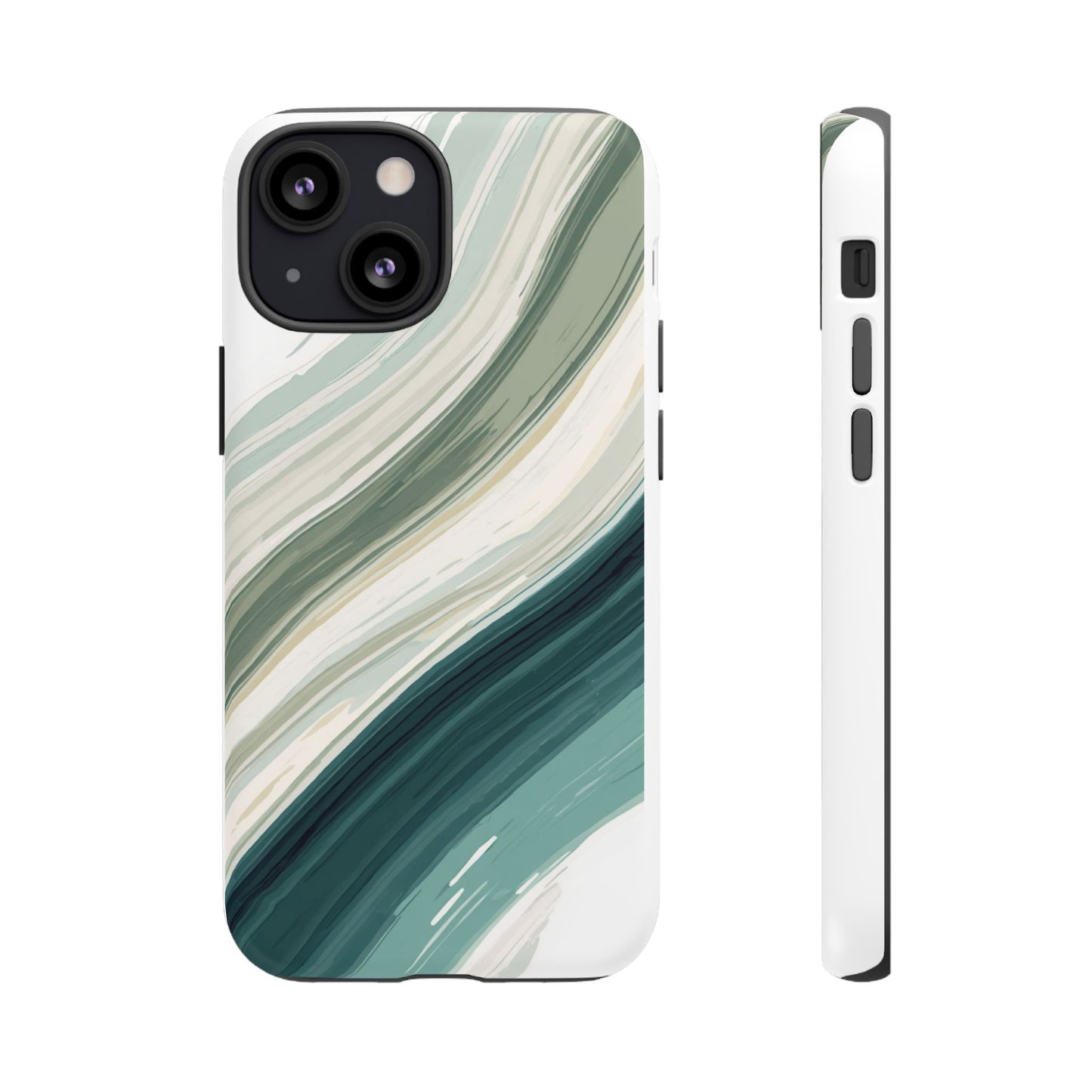 Sea Glass Drift Phone Case – Coastal Abstract Ocean Waves iPhone Case | Sage Green Minimalist Protective Cover