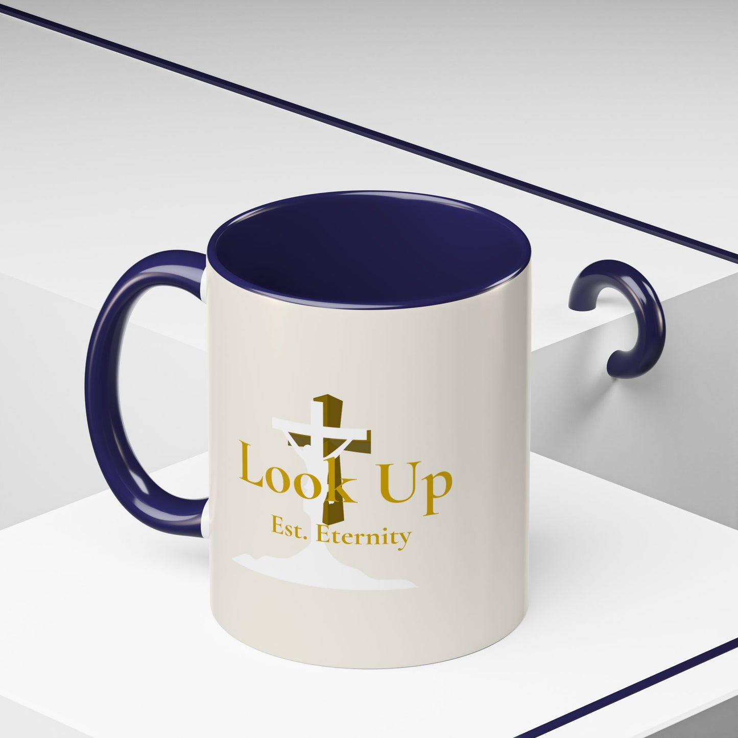 Look Up Est. Eternity Accent Coffee Mug with Cross – 11 oz & 15 oz