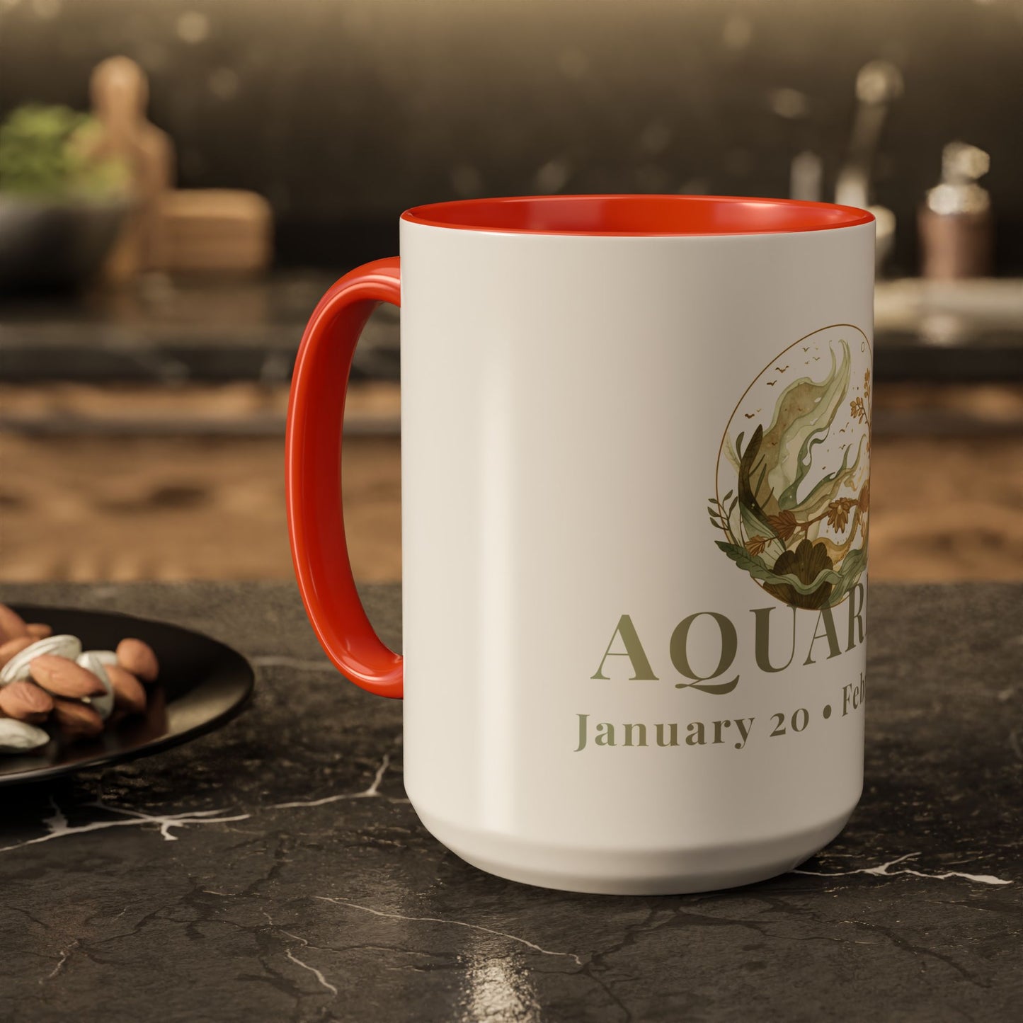 Aquarius Zodiac Mug - January 20 - February 18 Astrology Coffee Cup - Water Flow Zodiac Sign Mug - 15 oz.