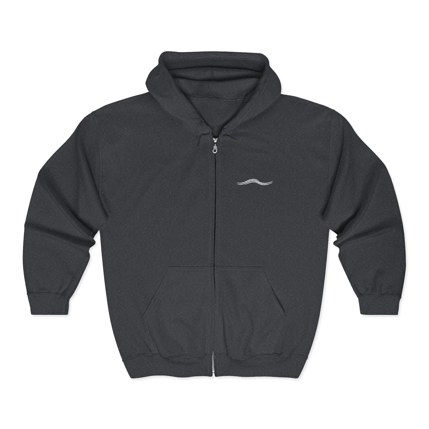 Minimal Wave Zip Hoodie — Subtle Coastal Graphic Full-Zip Sweatshirt