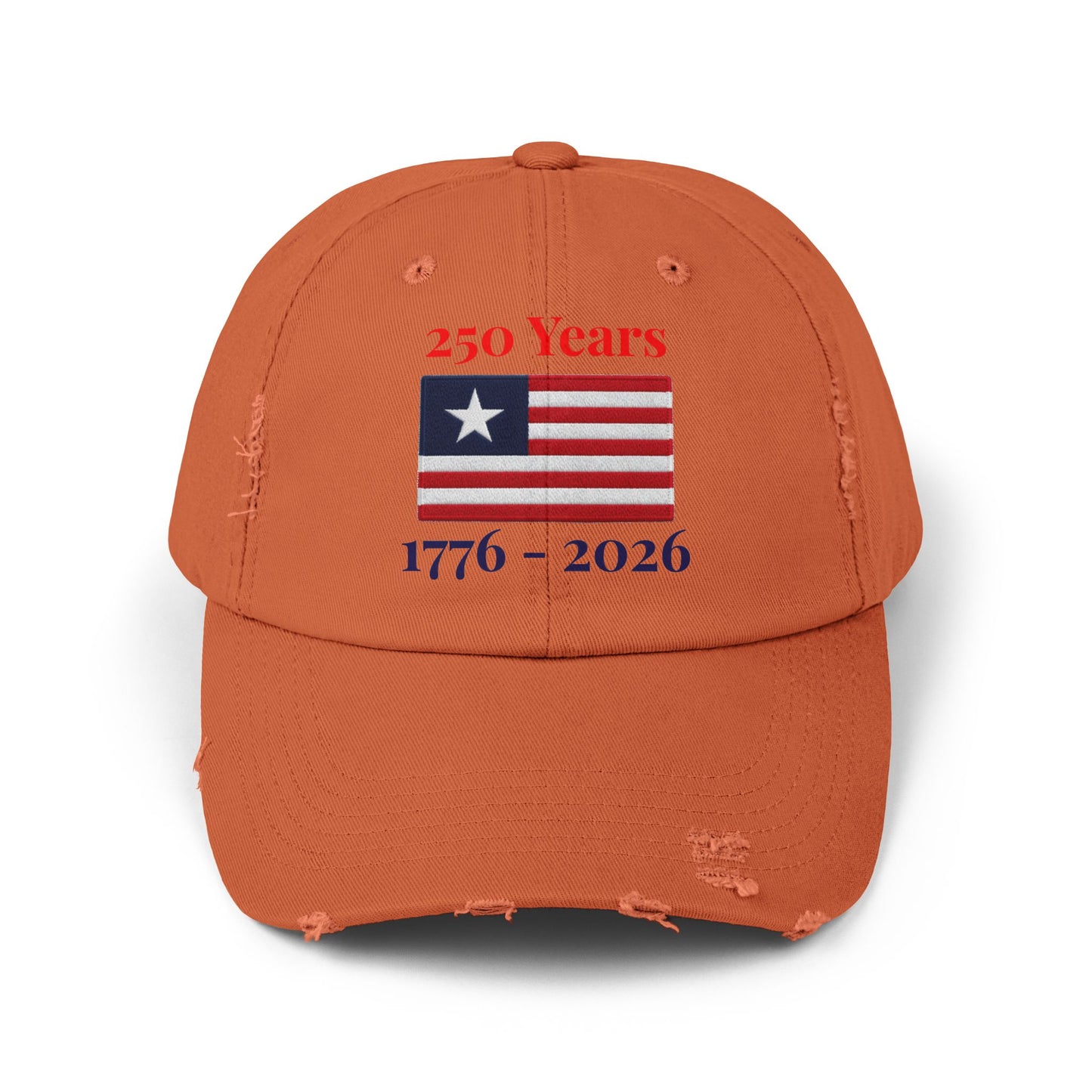 USA 250 Years Embroidered Distressed Dad Cap | 1776–2026 Patriotic Flag Hat