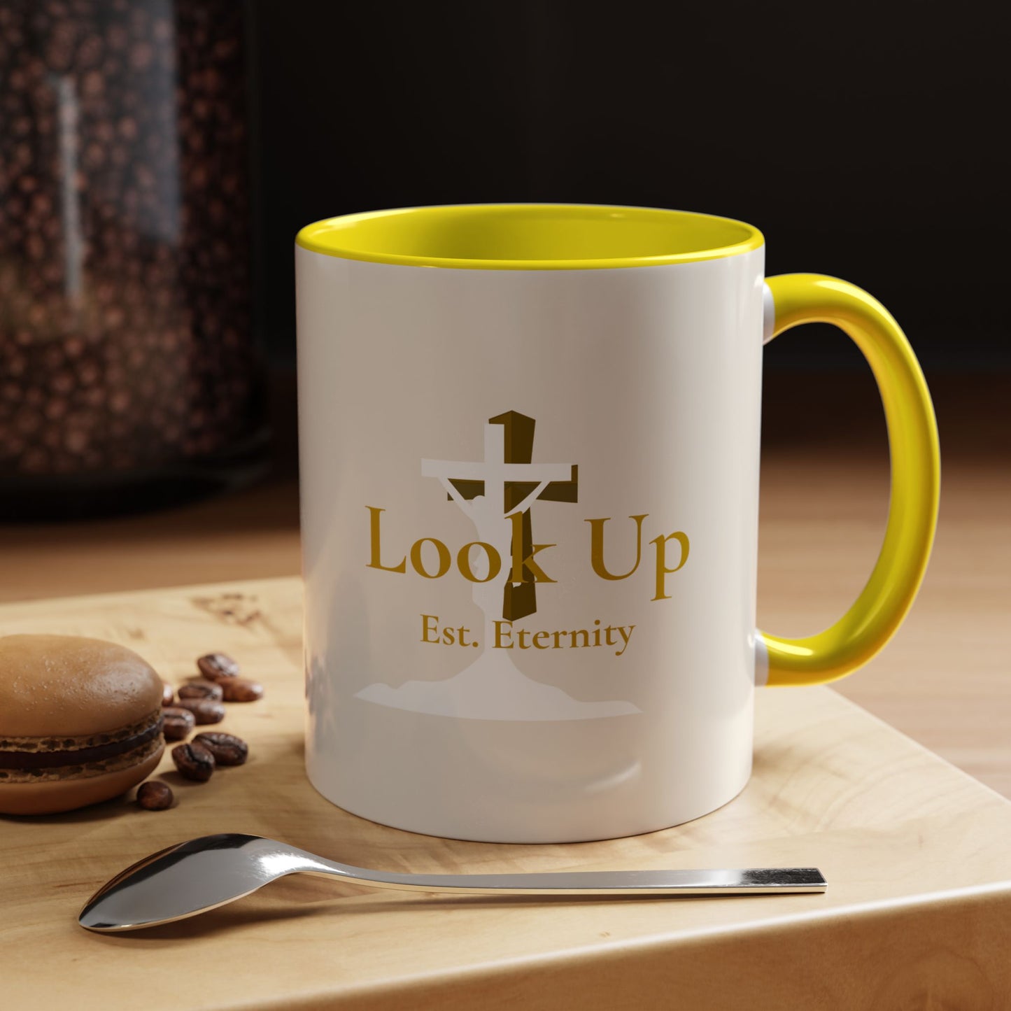 Look Up Est. Eternity Accent Coffee Mug with Cross – 11 oz & 15 oz