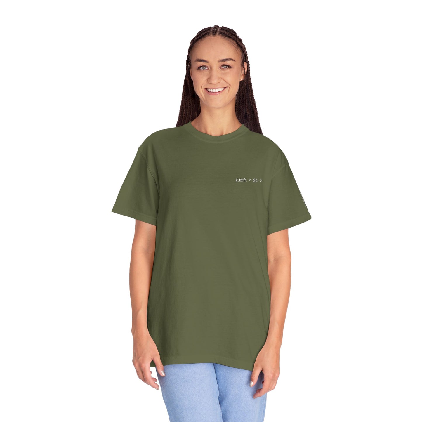 Think < Do > Embroidered Unisex T-Shirt | Minimalist Everyday Tee | Ivory Thread