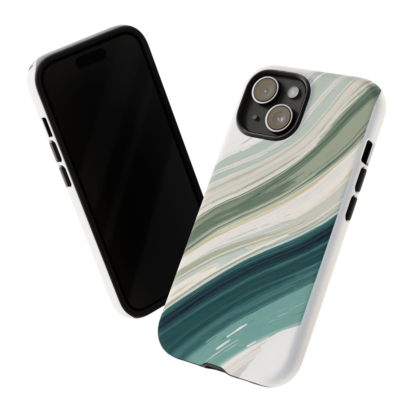 Sea Glass Drift Phone Case – Coastal Abstract Ocean Waves iPhone Case | Sage Green Minimalist Protective Cover