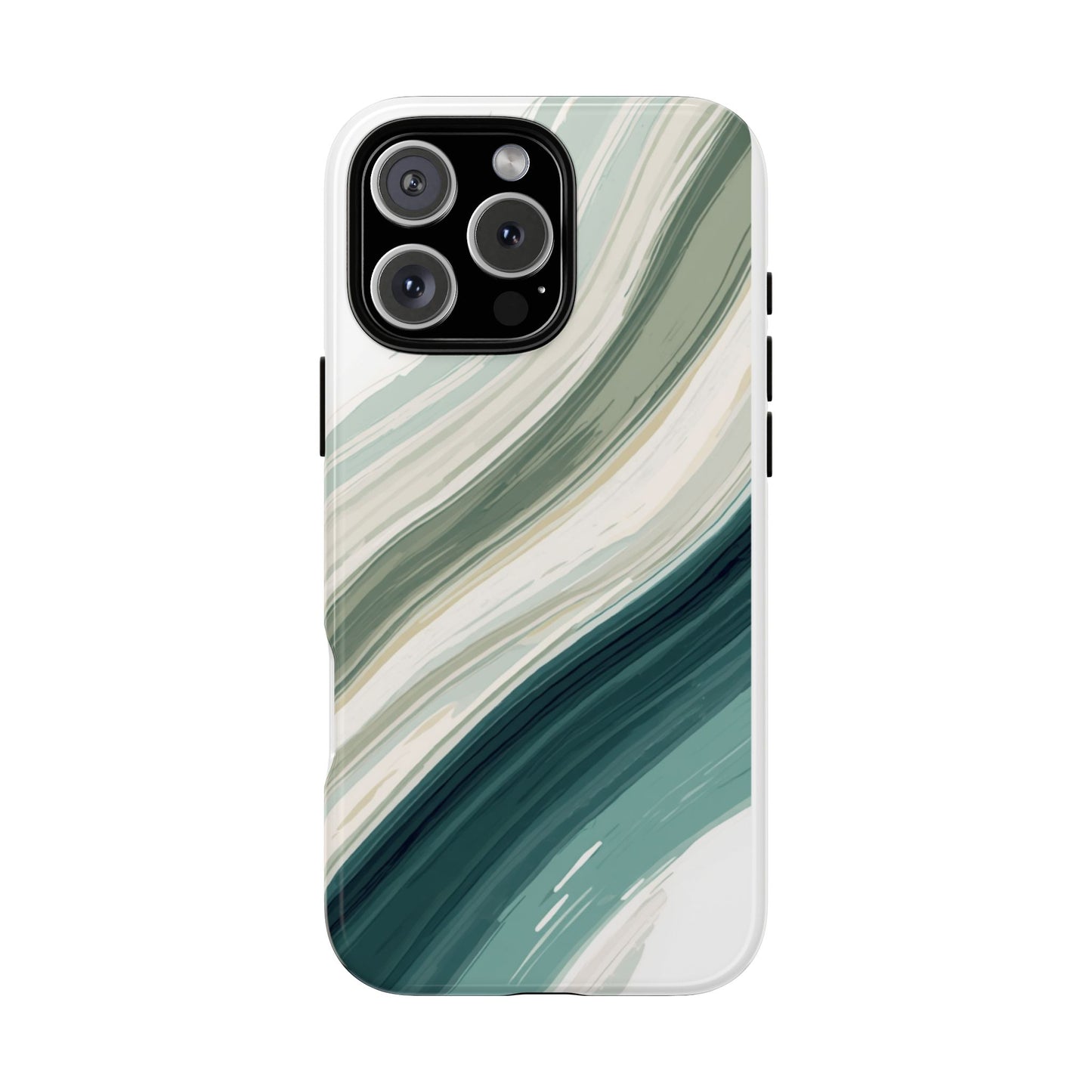 Sea Glass Drift Phone Case – Coastal Abstract Ocean Waves iPhone Case | Sage Green Minimalist Protective Cover