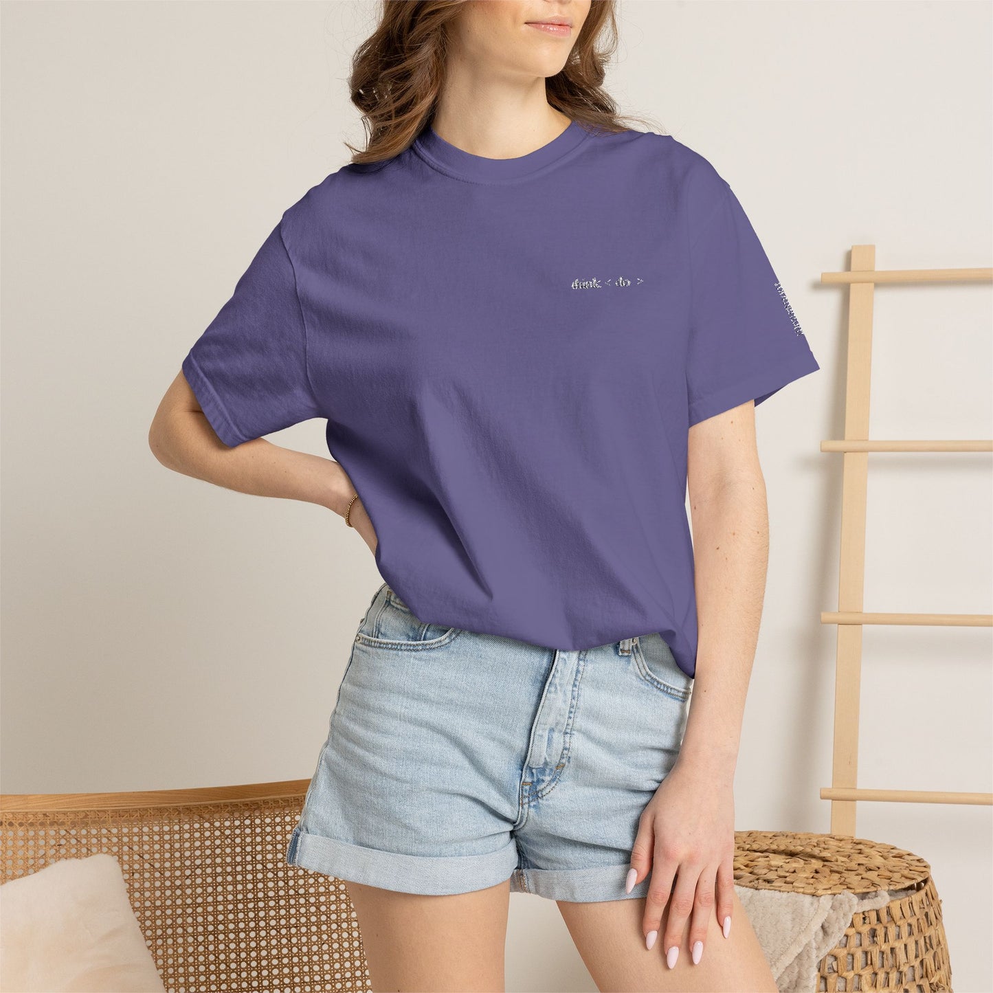 Think < Do > Embroidered Unisex T-Shirt | Minimalist Everyday Tee | Ivory Thread