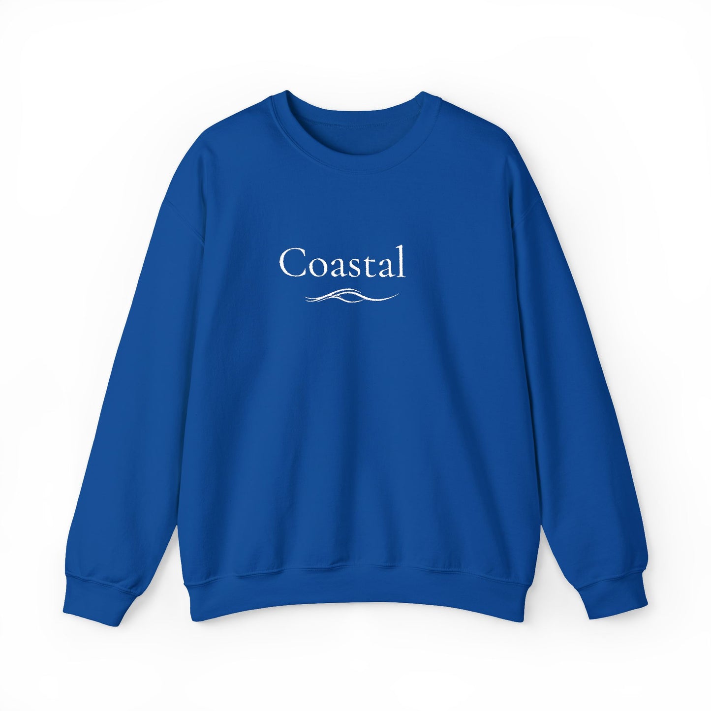 Coastal Crewneck Sweatshirt — Minimal Nautical Wave Graphic