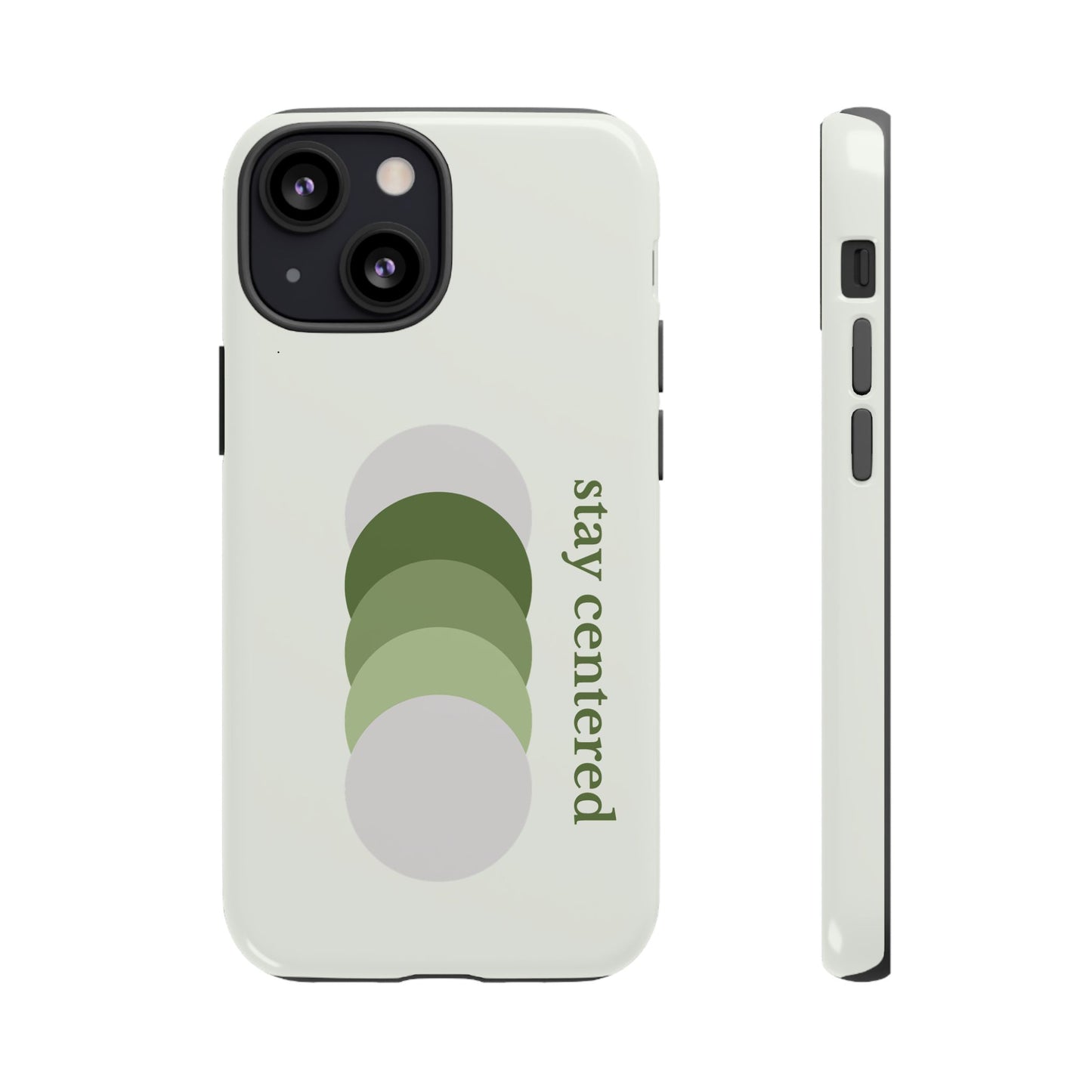 Stay Centered Minimalist Phone Case – Sage Green Wellness Aesthetic iPhone Case | Modern Neutral Protective Cover