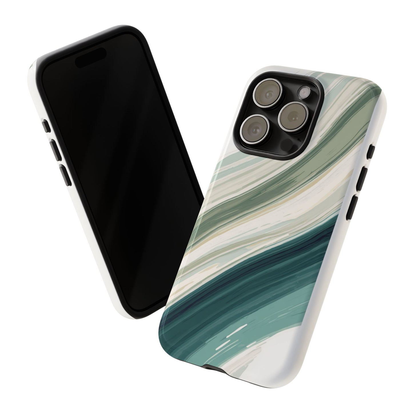 Sea Glass Drift Phone Case – Coastal Abstract Ocean Waves iPhone Case | Sage Green Minimalist Protective Cover
