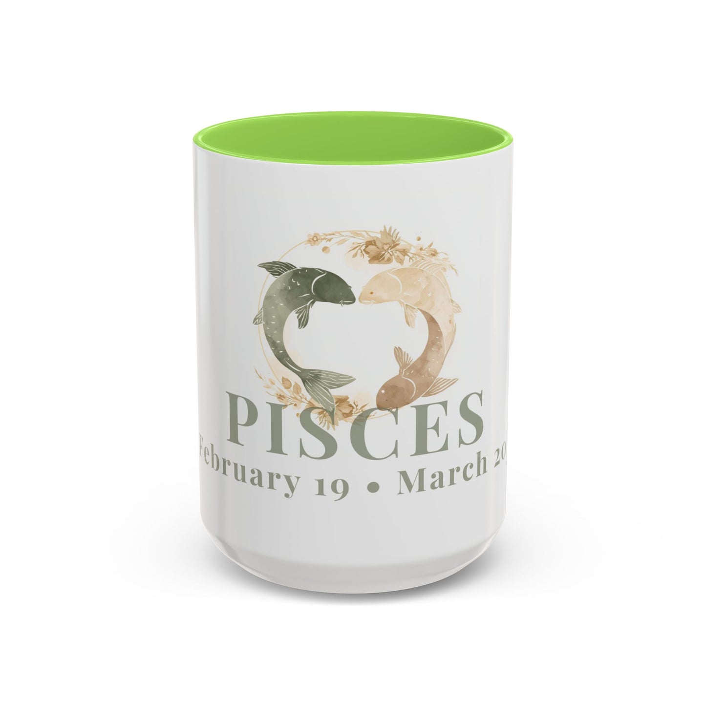 Pisces Zodiac Mug - February 19 - March 20 Astrology Coffee Cup - Two flowing fish Zodiac Sign Mug - 15 oz.