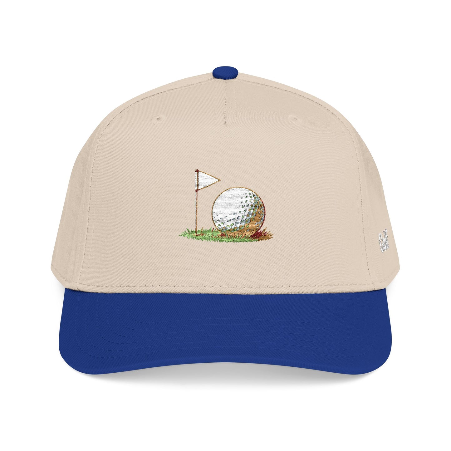 Vintage Golf Mid Profile Baseball Cap – Embroidered Golf Ball Flag Hat