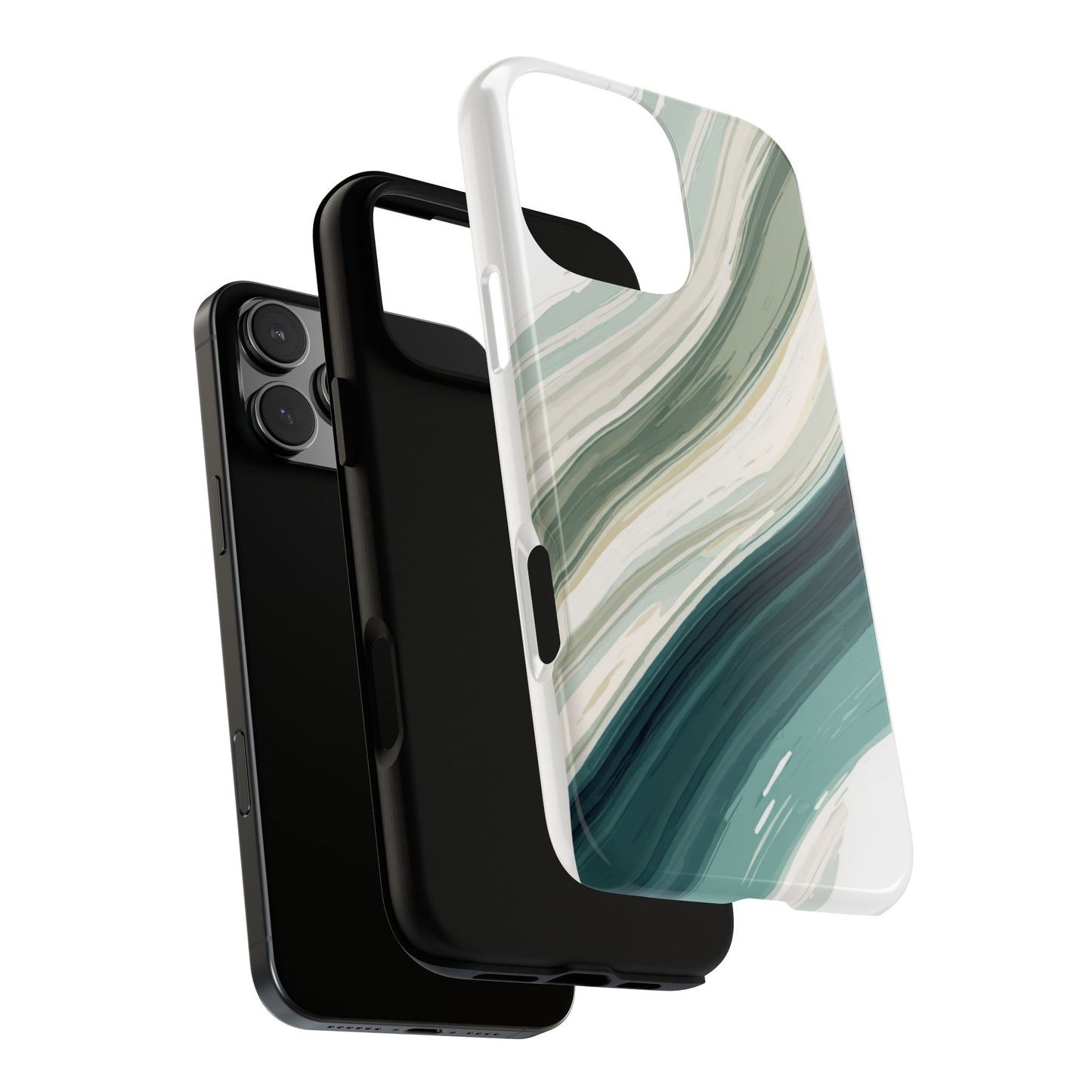 Sea Glass Drift Phone Case – Coastal Abstract Ocean Waves iPhone Case | Sage Green Minimalist Protective Cover