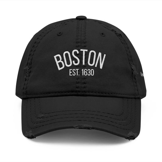 Personalized Boston EST. 1630 Vintage Distressed Dad Hat | Custom Side Name Embroidered Cap | Classic New England Baseball Hat | Gift for Him or Her