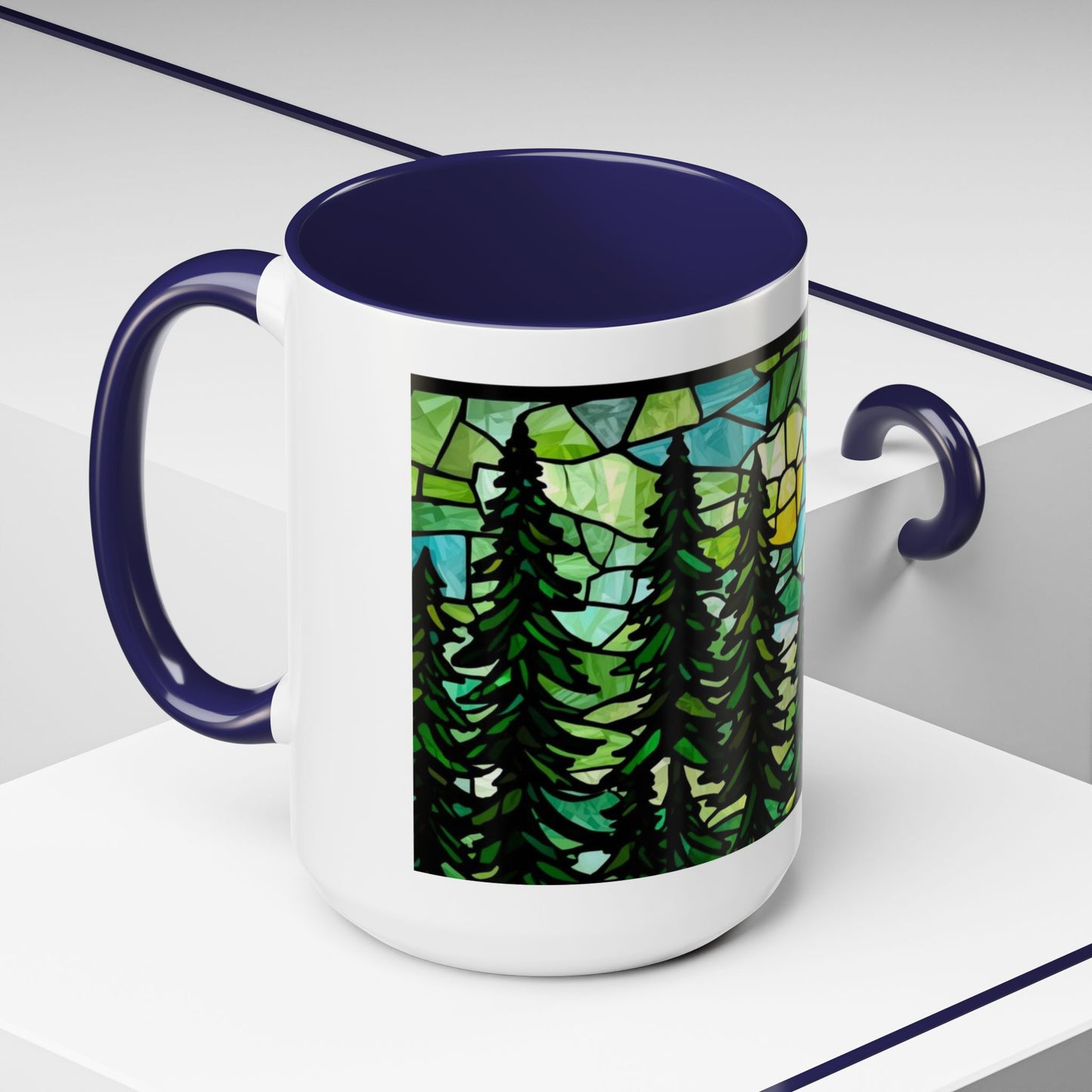Stained Glass Forest Sunrise Mug – 15oz