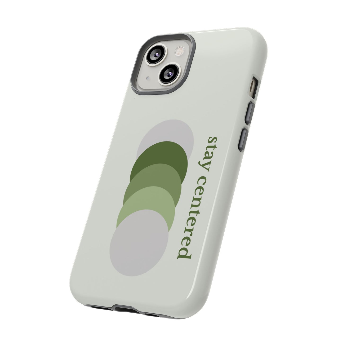 Stay Centered Minimalist Phone Case – Sage Green Wellness Aesthetic iPhone Case | Modern Neutral Protective Cover