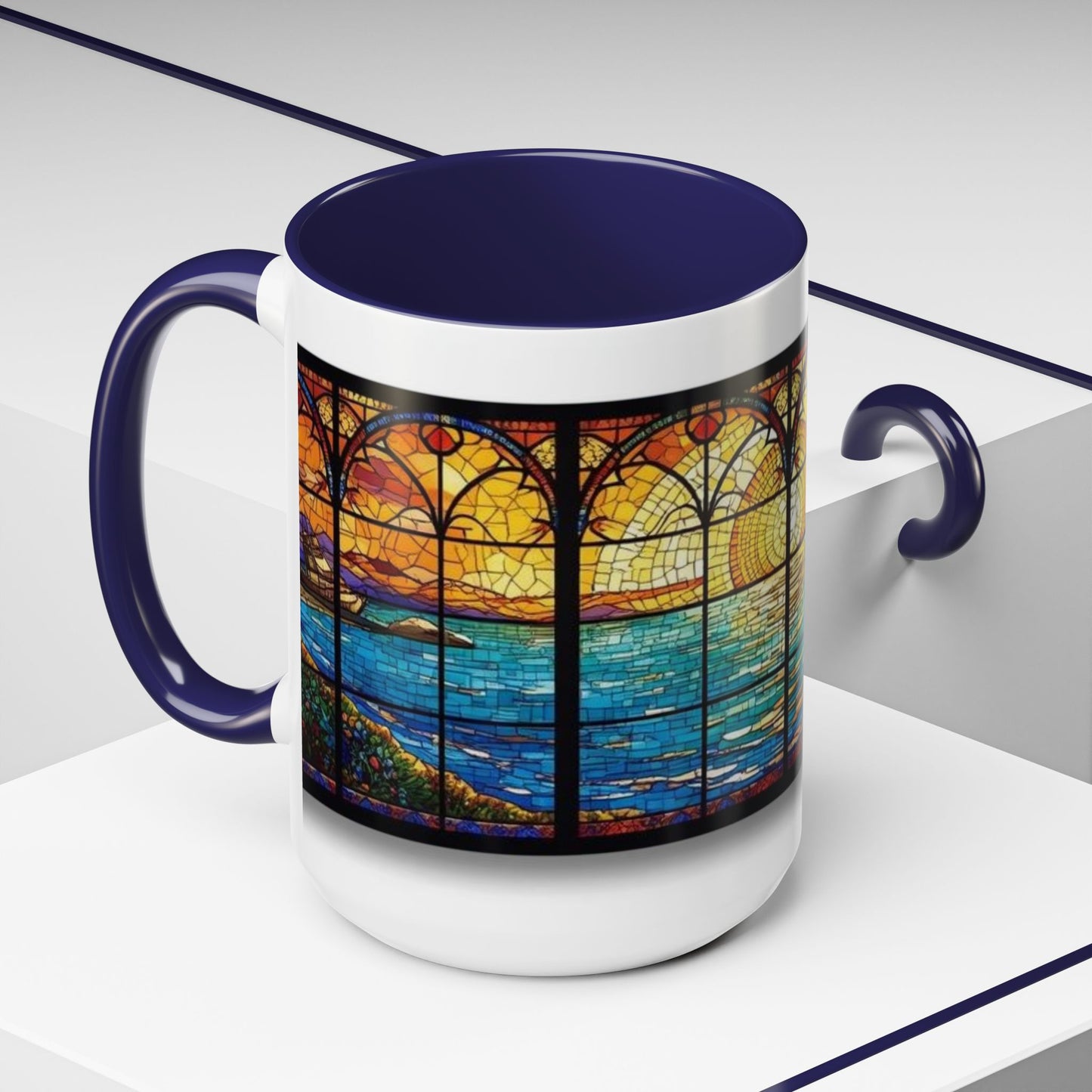 Stained Glass Ocean Sunset Mug – 15oz