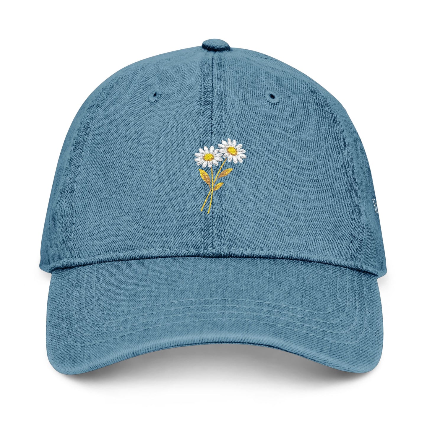 Personalized Minimal Daisy Embroidered Denim Hat for Everyday Wear