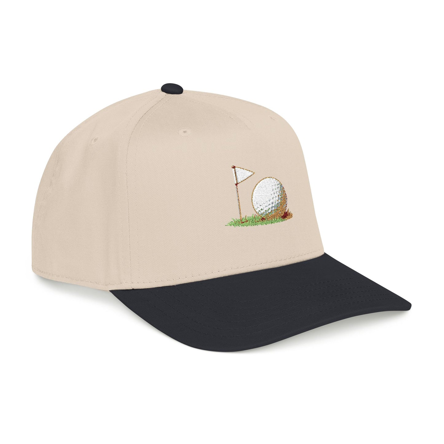 Vintage Golf Mid Profile Baseball Cap – Embroidered Golf Ball Flag Hat