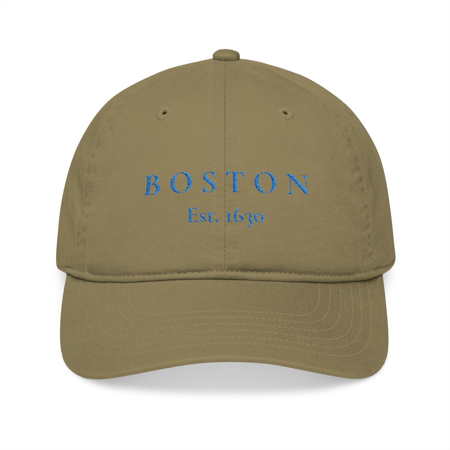 Boston Embroidered Baseball Cap — "BOSTON Est. 1630" Organic Cotton Hat