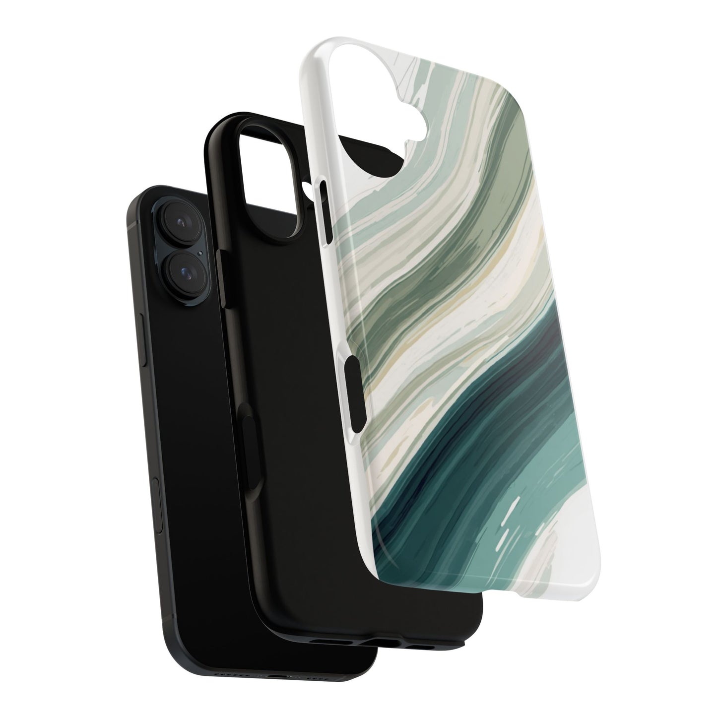 Sea Glass Drift Phone Case – Coastal Abstract Ocean Waves iPhone Case | Sage Green Minimalist Protective Cover