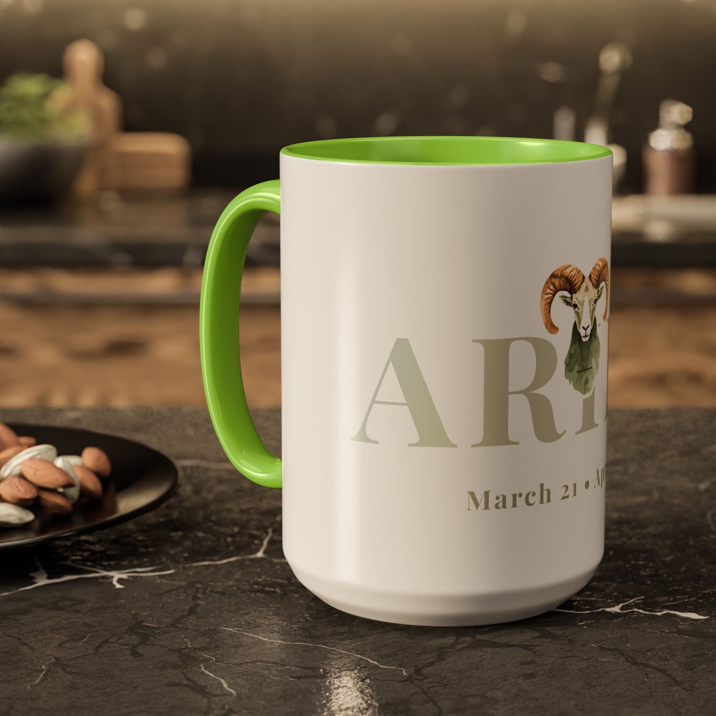 Aries Zodiac Mug - March 21 - April 19 Astrology Coffee Cup - Ram Zodiac Sign Mug - 15 oz.