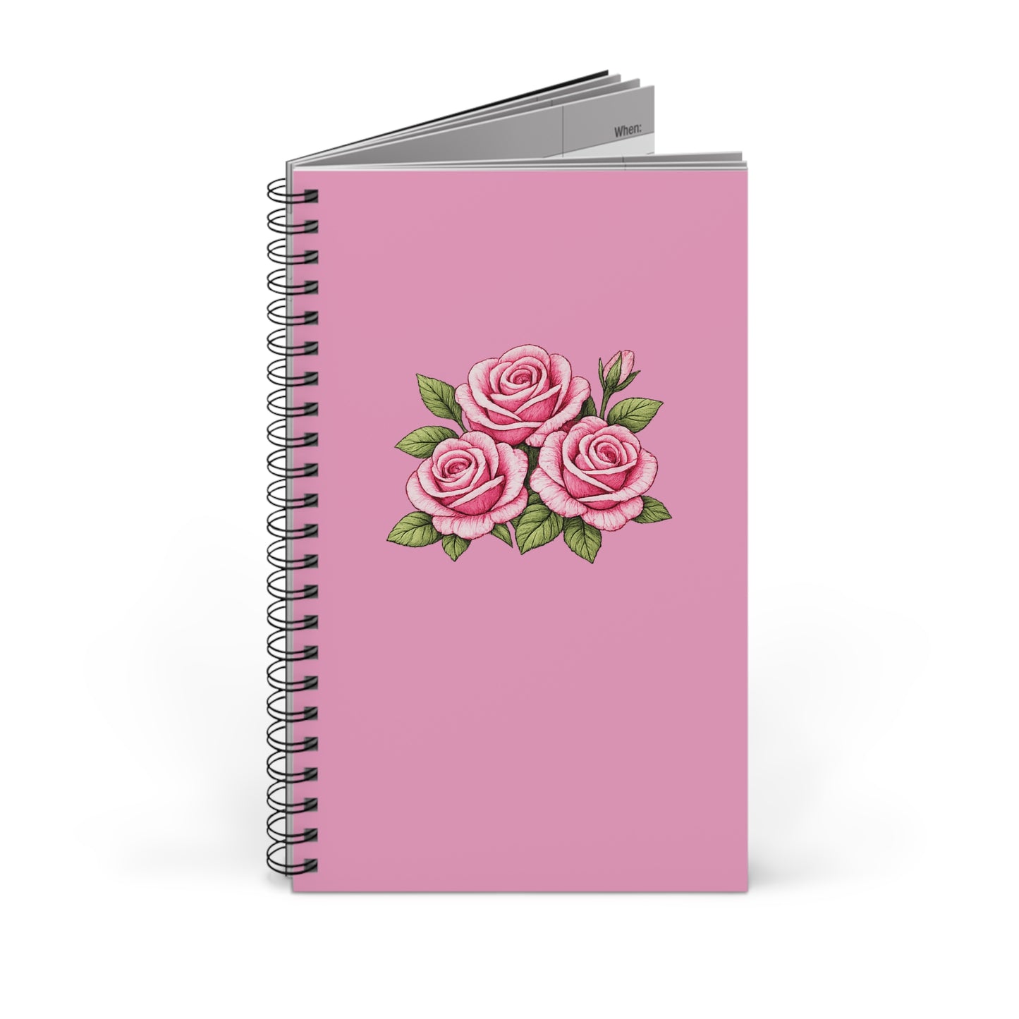 Pink Rose Floral Spiral Journal
