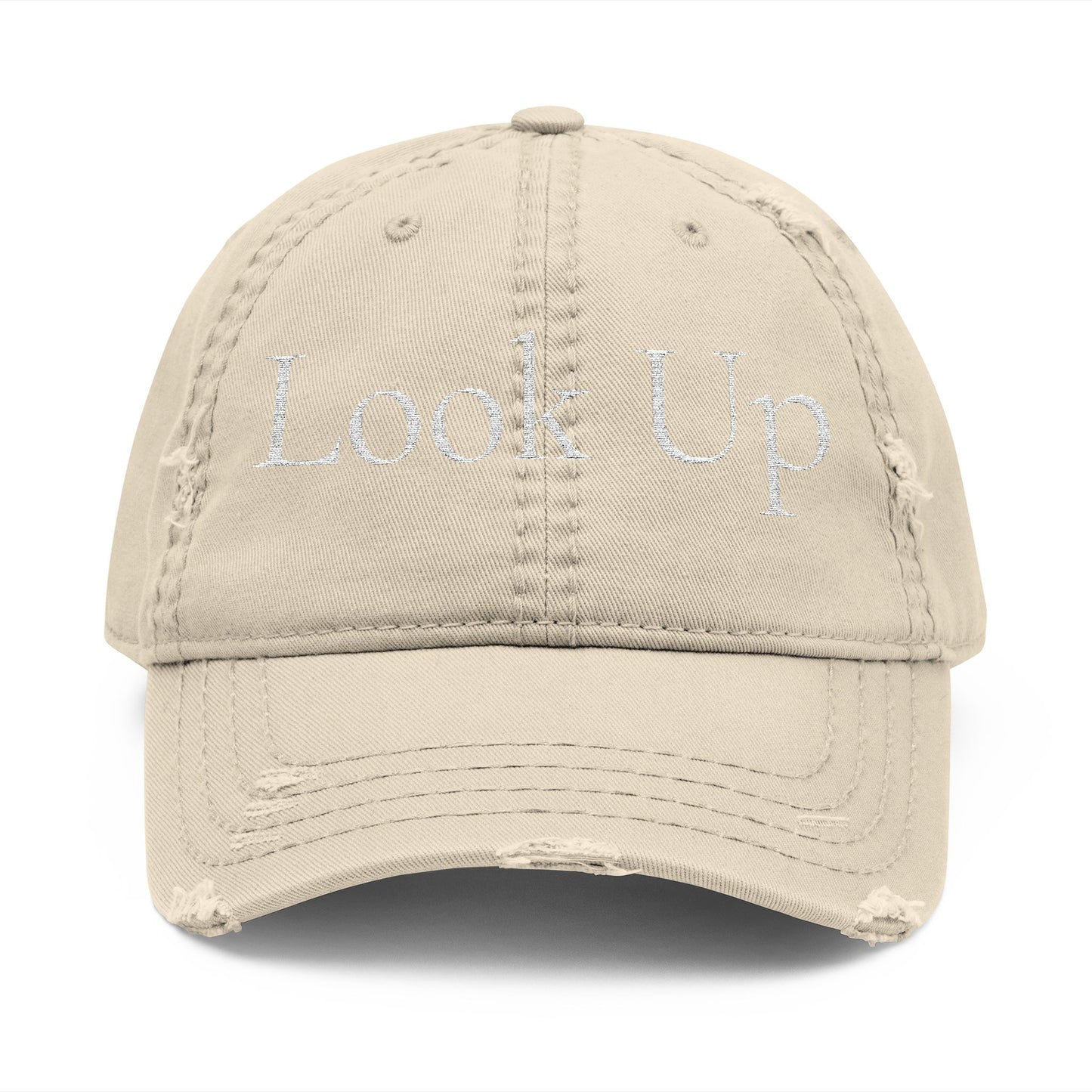Look Up Cross distressed Dad Hat Embroidered Faith Cap