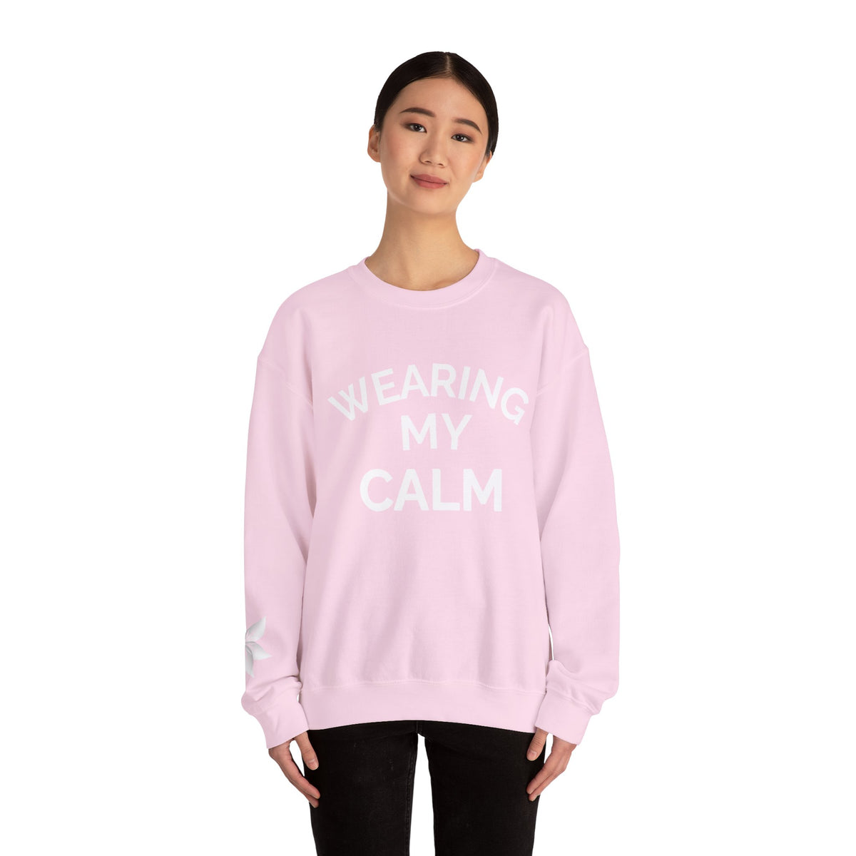 Wearing My Calm Crewneck Sweatshirt, Cozy Unisex Sweatshirt, Relaxed Fit Apparel, Gift for Mindfulness Lovers, Everyday Comfort Wear, [...]