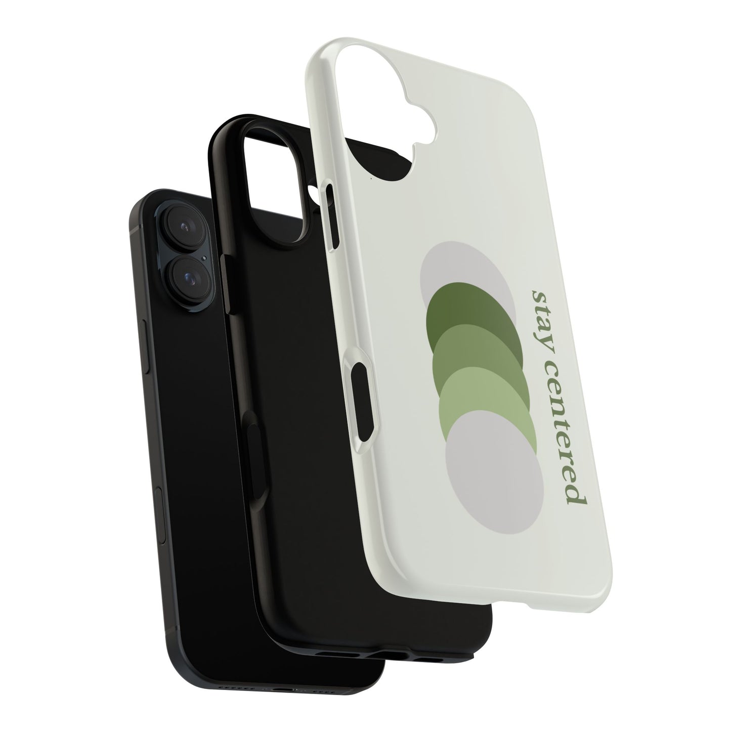 Stay Centered Minimalist Phone Case – Sage Green Wellness Aesthetic iPhone Case | Modern Neutral Protective Cover