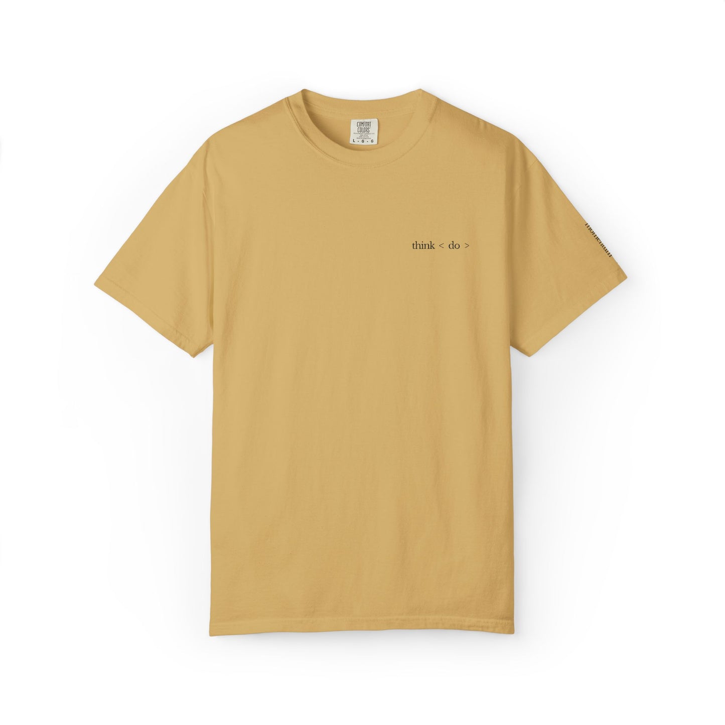 think < do > Embroidered Unisex T-Shirt | Espresso Thread with Momentum Sleeve Detail | Minimalist Everyday Tee