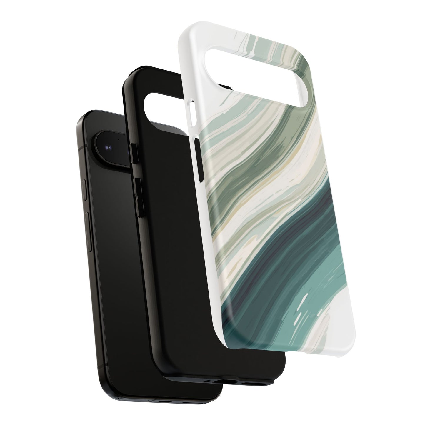 Sea Glass Drift Phone Case – Coastal Abstract Ocean Waves iPhone Case | Sage Green Minimalist Protective Cover