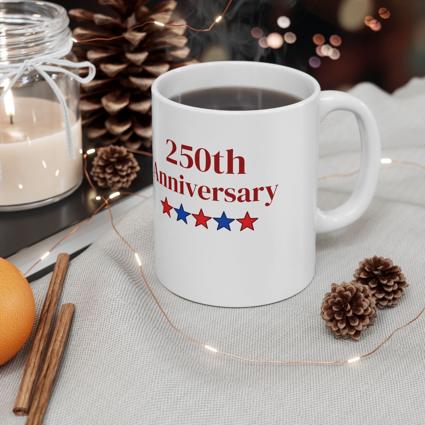 250th Anniversary USA Flag Ceramic Mug - Patriotic 1776–2026 Commemorative Coffee Cup (11oz/15oz)