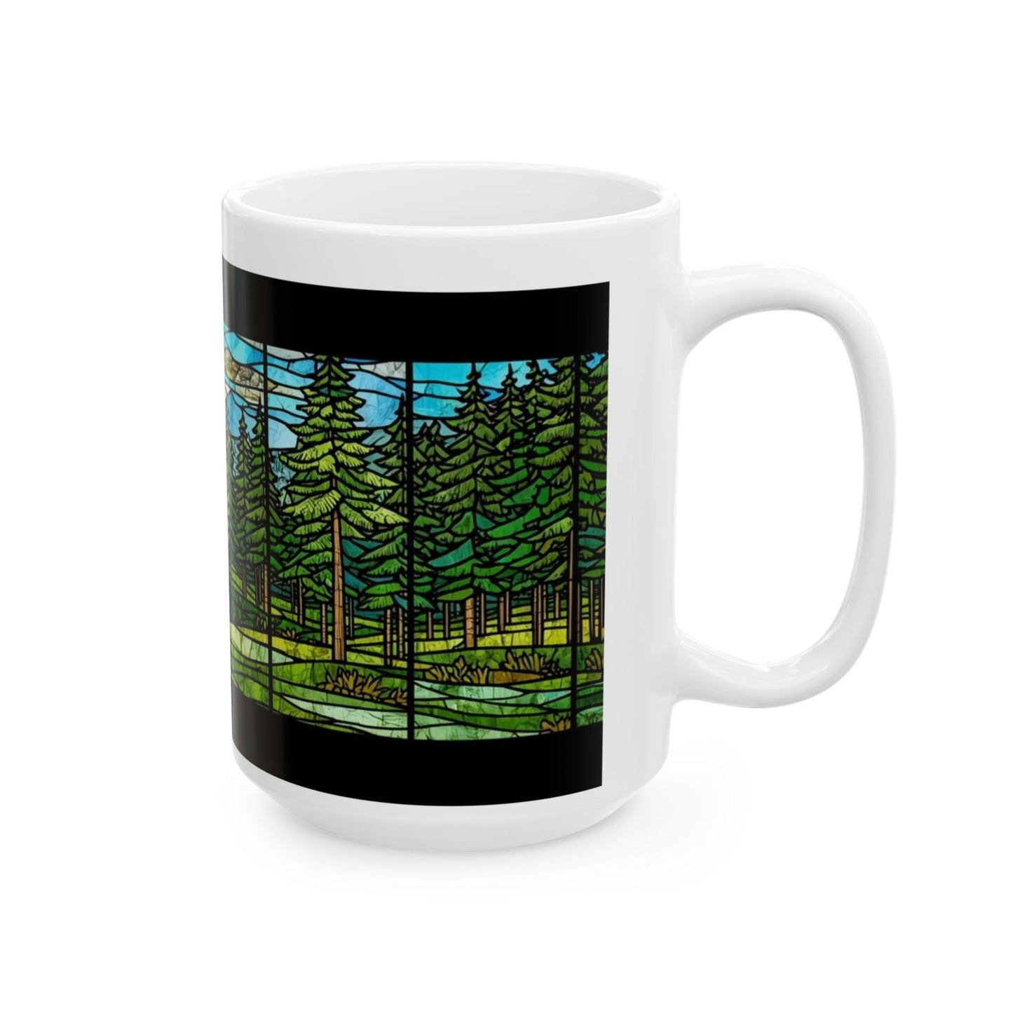 Stained Glass Forest Pine Mug – 11oz/15oz