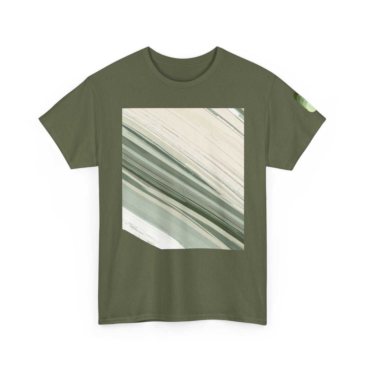 Sea Glass Drift Unisex Heavy Cotton Tee – Abstract Coastal Wave Graphic Shirt | Minimalist Sage Green Aesthetic Tee