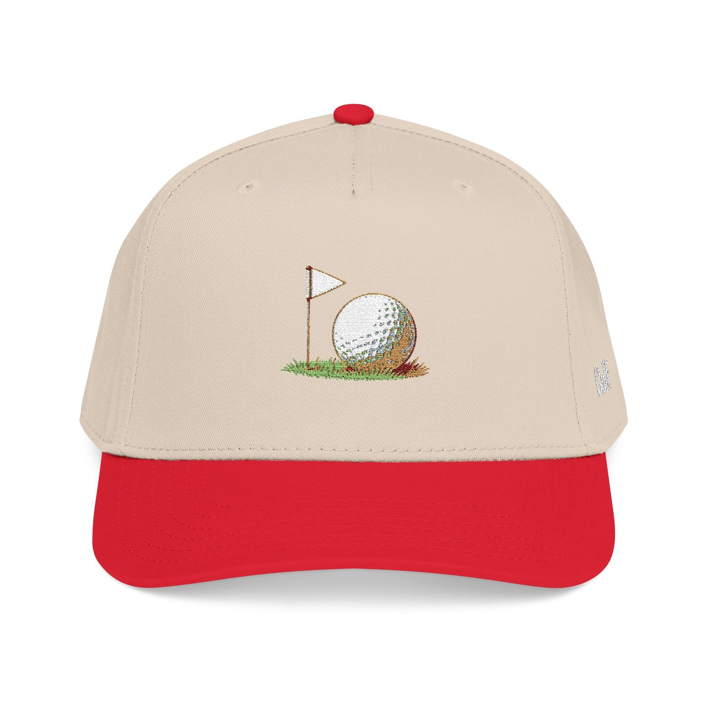 Vintage Golf Mid Profile Baseball Cap – Embroidered Golf Ball Flag Hat